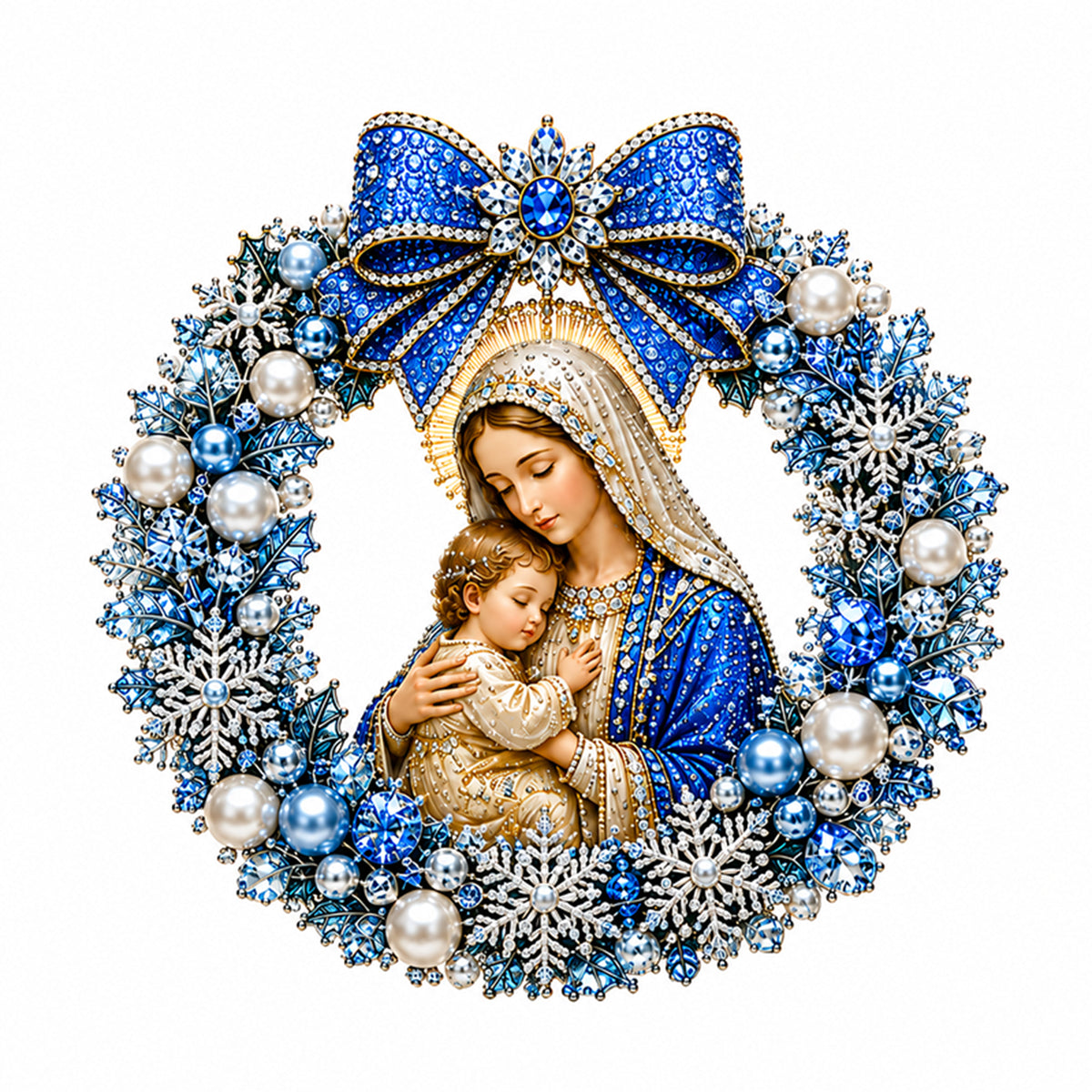 Virgin Mary And Child - Full 14CT Counted Cross Stitch 40x40CM - Huacan
