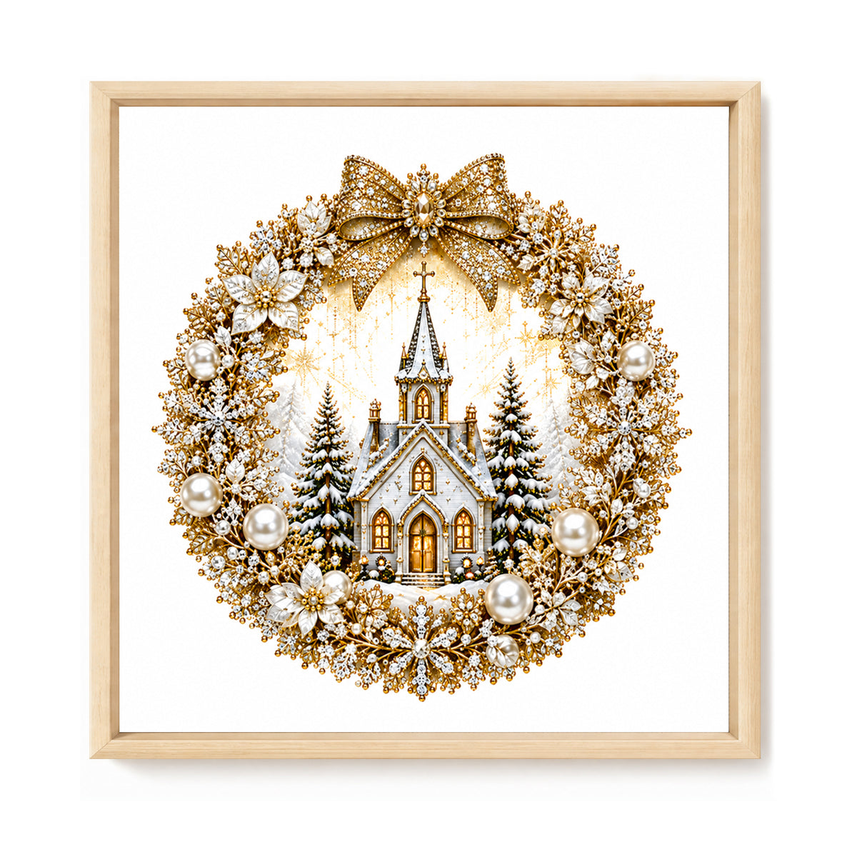 Goldene Kirche - Vollständiges 14CT gezähltes Kreuzstichset 40x40CM - Huacan