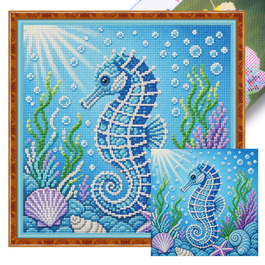 Seepferdchen-Riff – Vollständiges 11CT Stempel-Kreuzstich-Set 45x45CM – Yishu