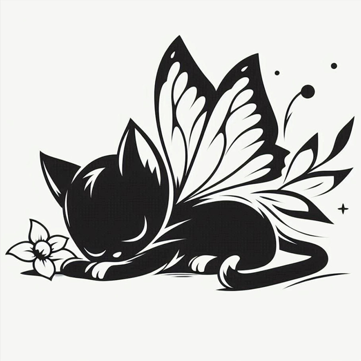 Line Art Black Cat - Full 11CT Stamped Cross Stitch 40x40CM - Huacan