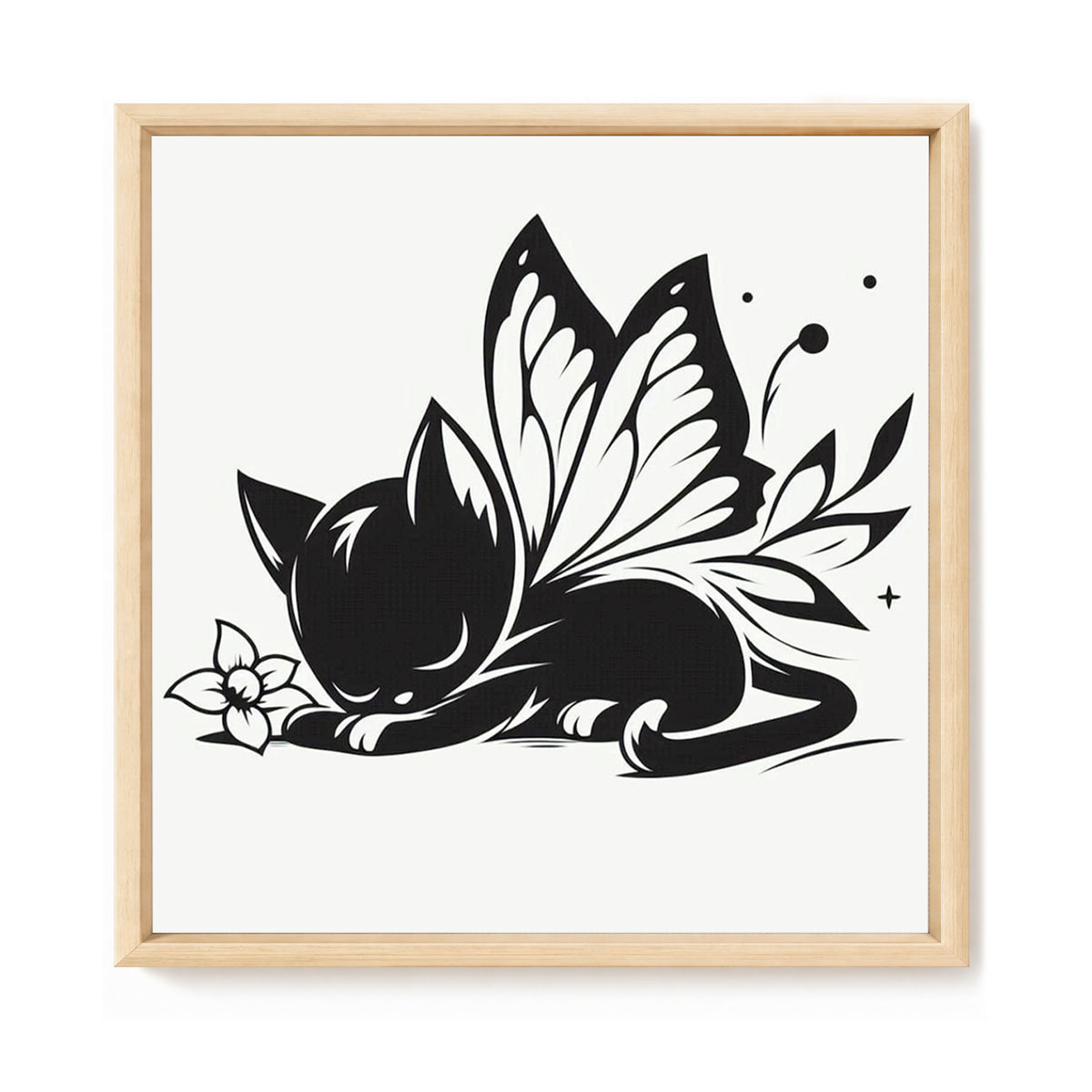 Line Art Black Cat - Full 11CT Stamped Cross Stitch 40x40CM - Huacan
