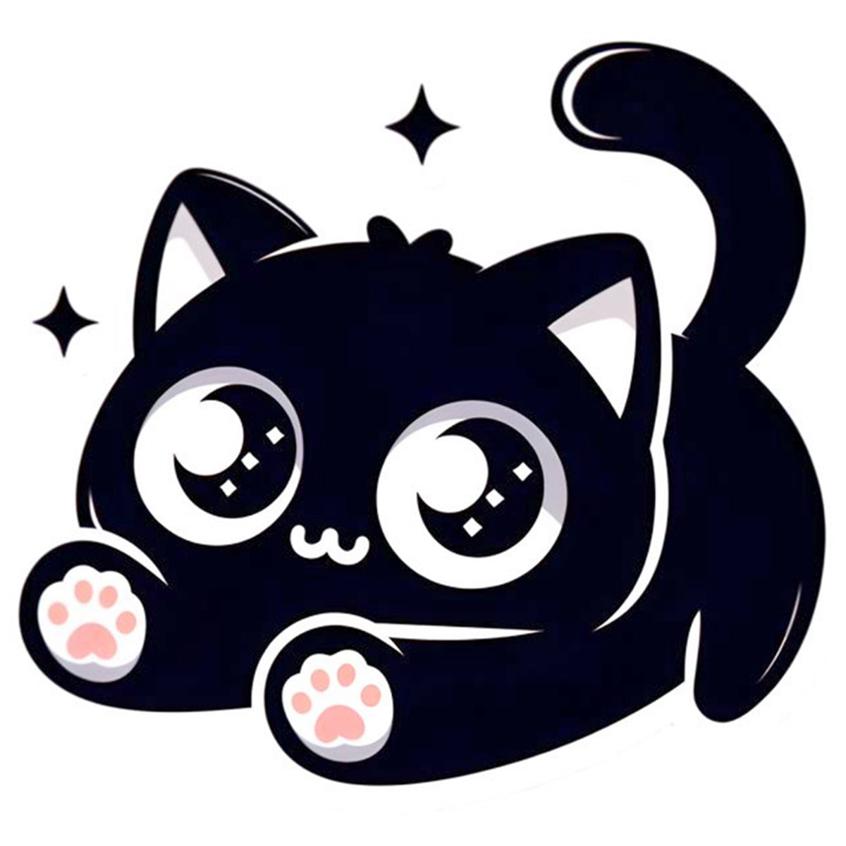Chubby Sitting Black Cat - Full 11CT Stamped Cross Stitch 40x40CM - Huacan