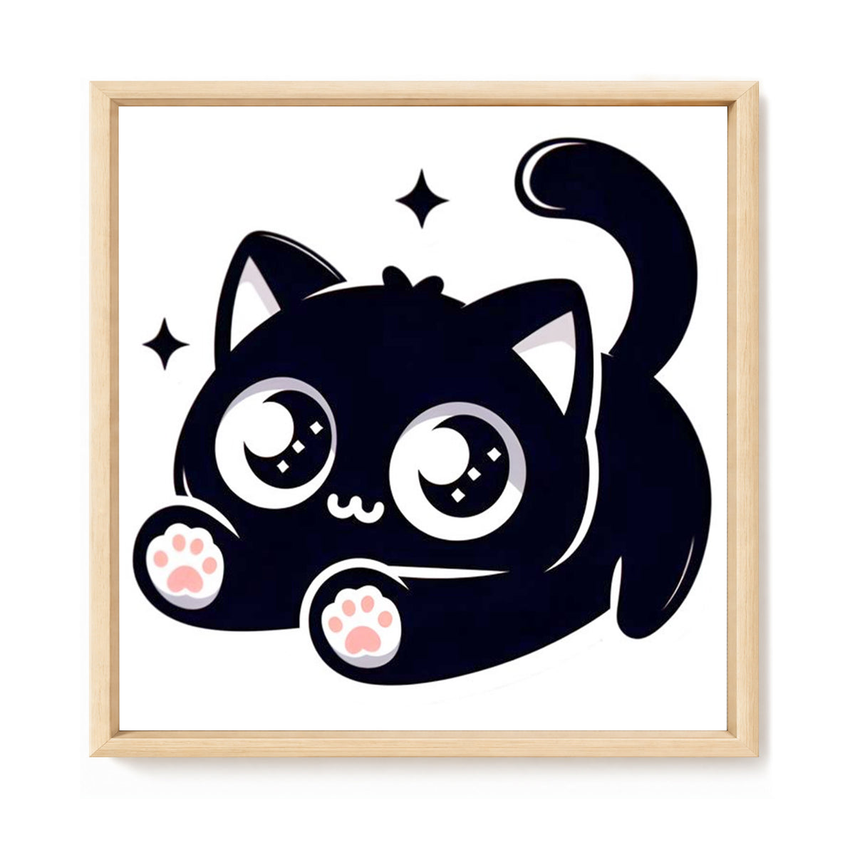 Chubby Sitting Black Cat - Full 11CT Stamped Cross Stitch 40x40CM - Huacan