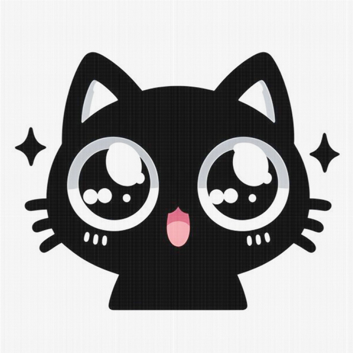 Glitzernde große Augen schwarze Katze - Vollständiges 11CT Stempel-Kreuzstich-Set 40x40CM - Huacan
