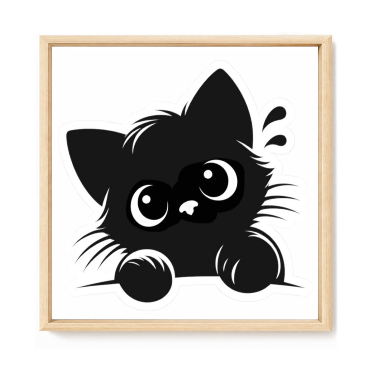 Head Tilt Winking Black Cat - Full 11CT Stamped Cross Stitch 40x40CM - Huacan