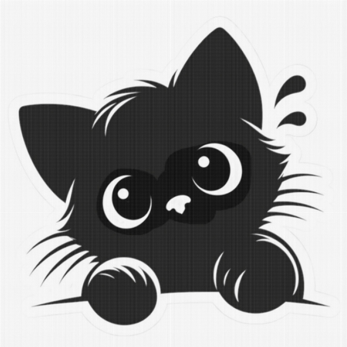 Head Tilt Winking Black Cat - Full 11CT Stamped Cross Stitch 40x40CM - Huacan