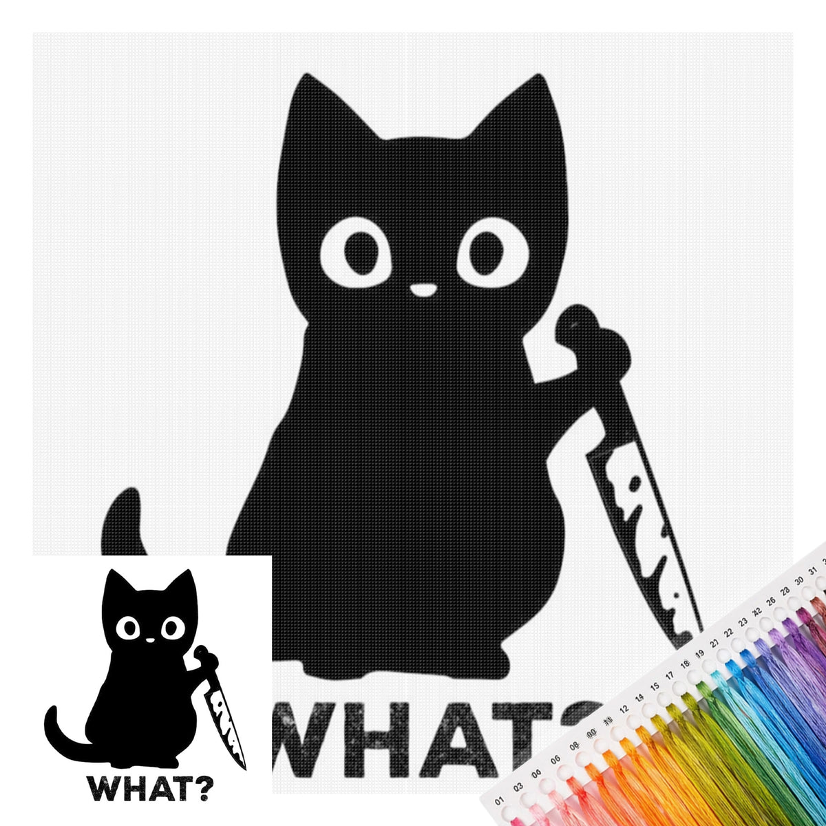 Holding Sign “What?” - Full 11CT Stamped Cross Stitch 40x40CM - Huacan