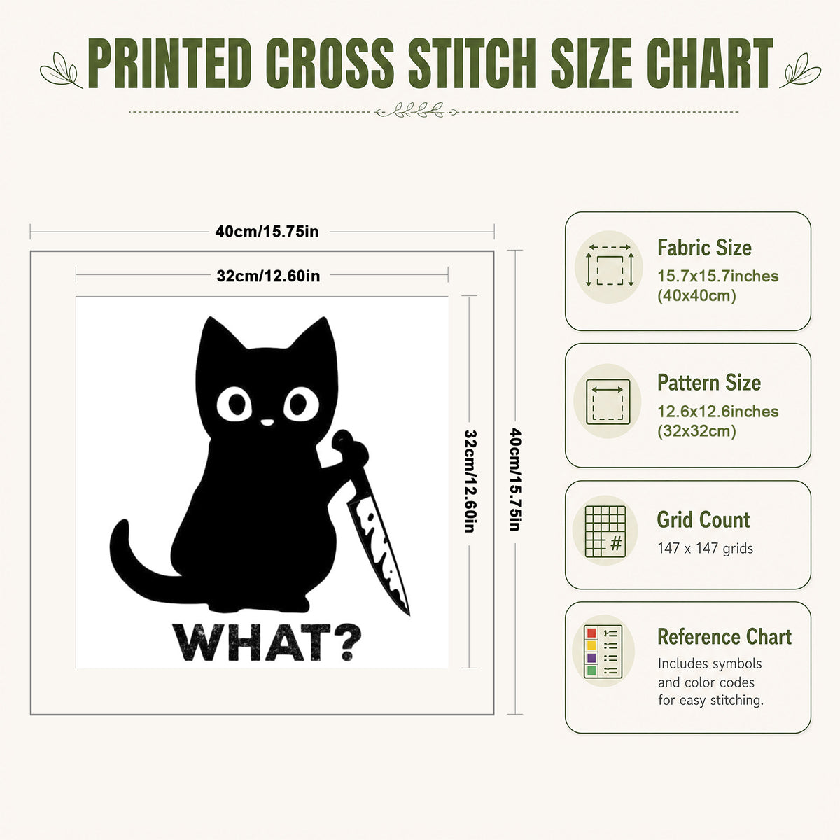 Holding Sign “What?” - Full 11CT Stamped Cross Stitch 40x40CM - Huacan