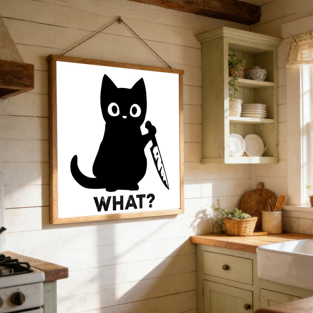 Holding Sign “What?” - Full 11CT Stamped Cross Stitch 40x40CM - Huacan