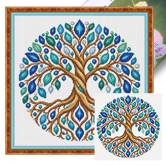 Lila Baum - Voll besticktes Kreuzstich-Set 25x25CM - Huacan