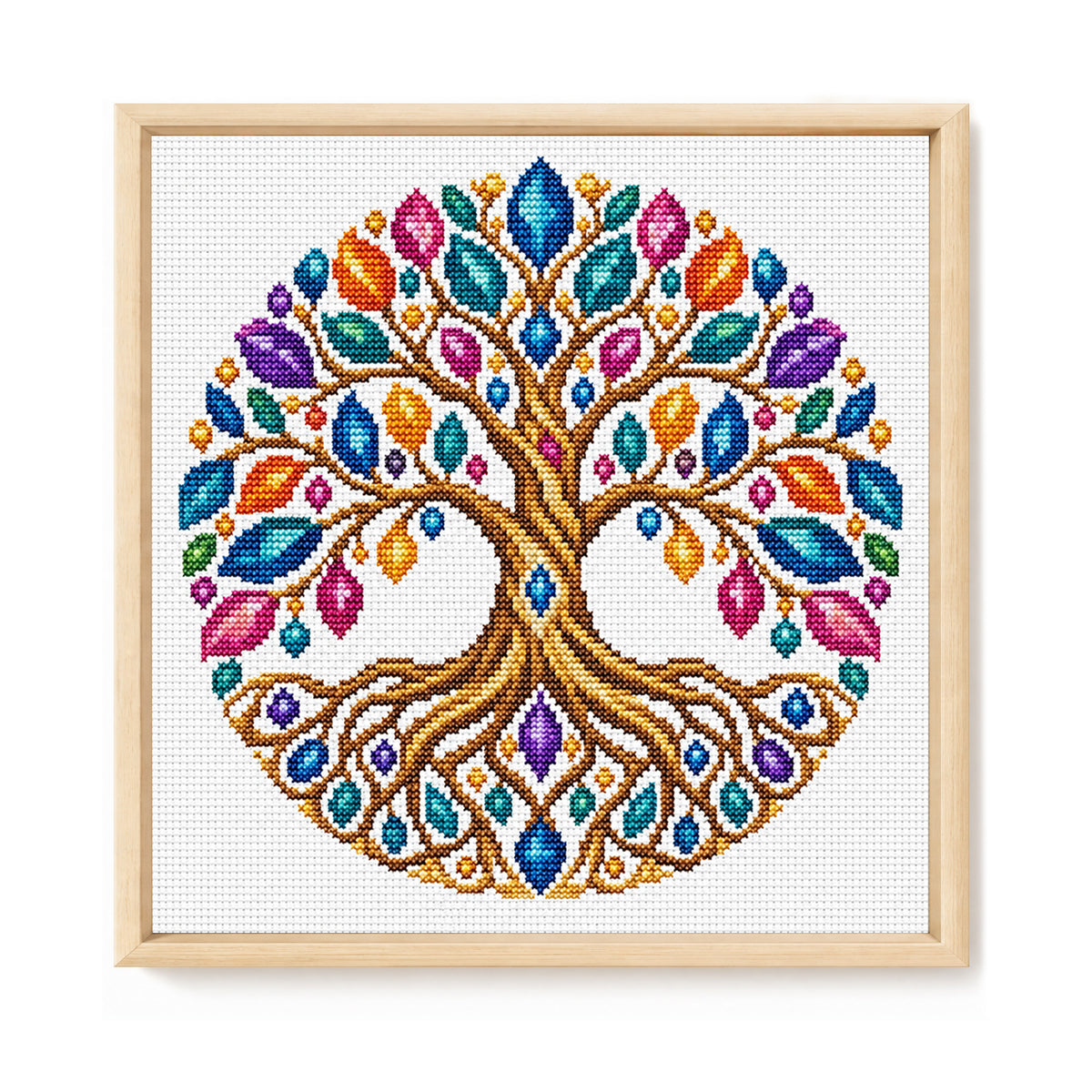 Teal Tree - Full Stamped Cross Stitch 25x25CM - Huacan