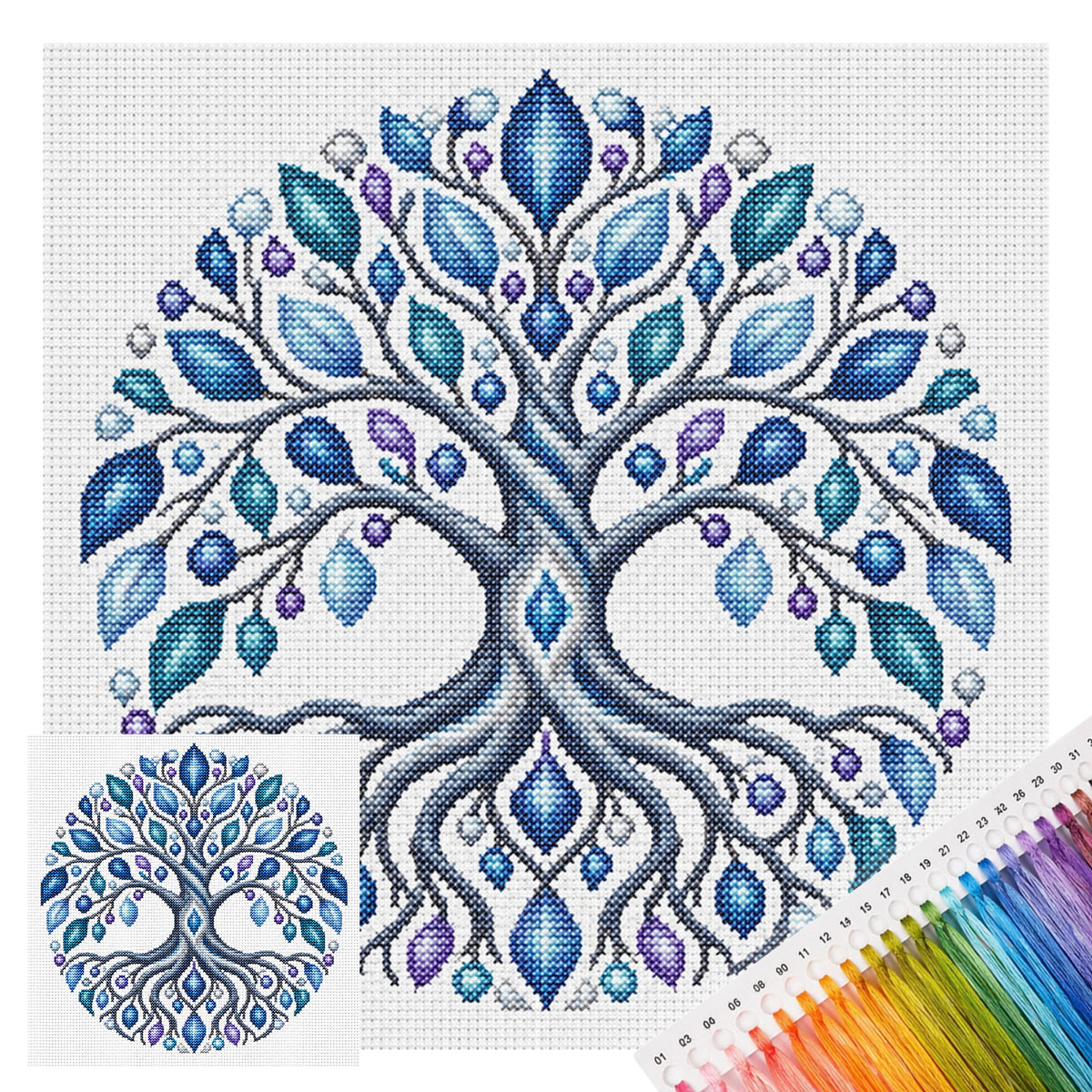Color Tree - Full Stamped Cross Stitch 25x25CM - Huacan