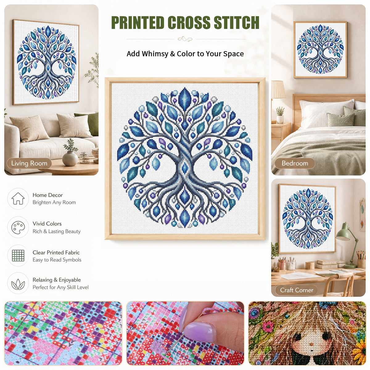 Color Tree - Full Stamped Cross Stitch 25x25CM - Huacan