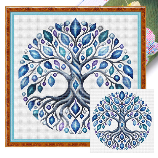 Farbenbaum - Voll besticktes Kreuzstichbild 25x25cm - Huacan