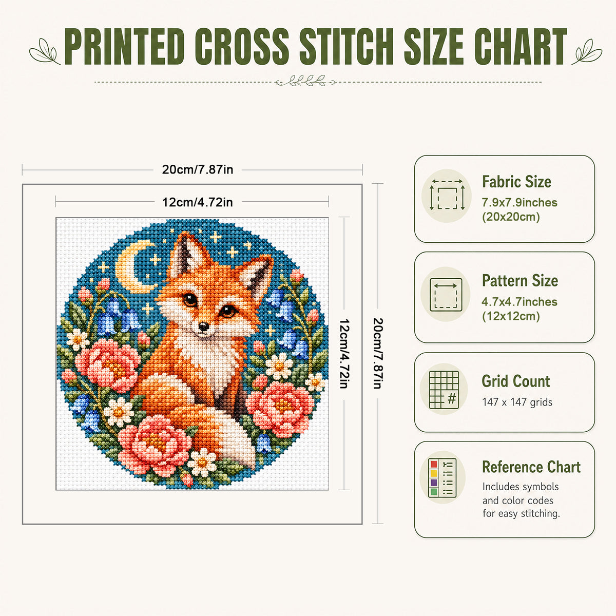 Floral Rabbit - Full Stamped Cross Stitch 20x20CM - Huacan