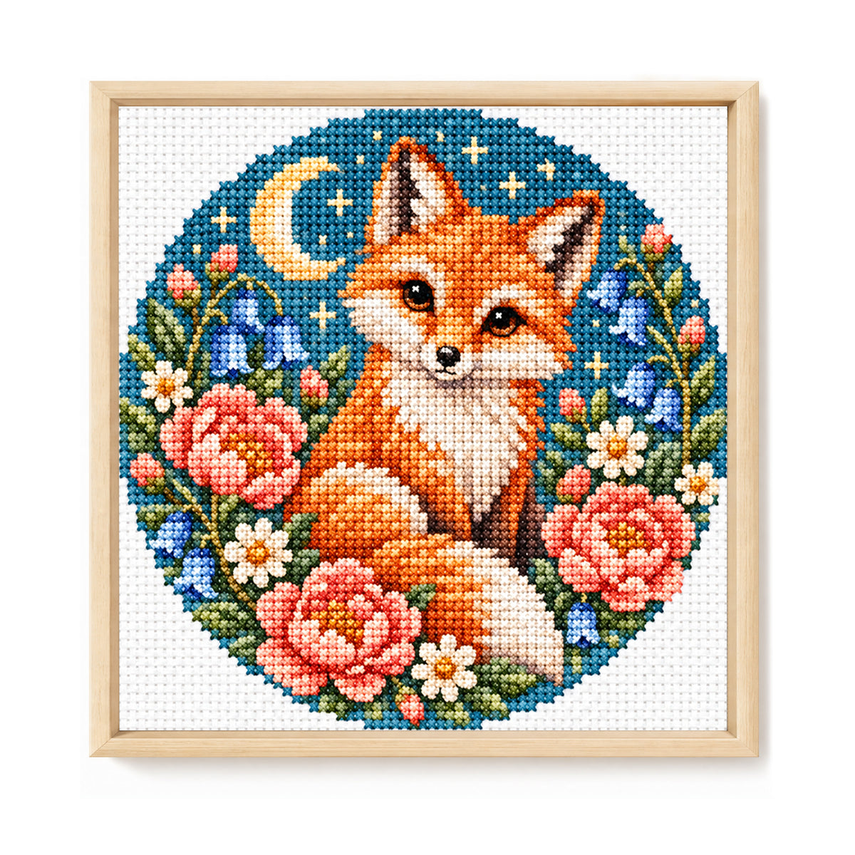 Floral Rabbit - Full Stamped Cross Stitch 20x20CM - Huacan