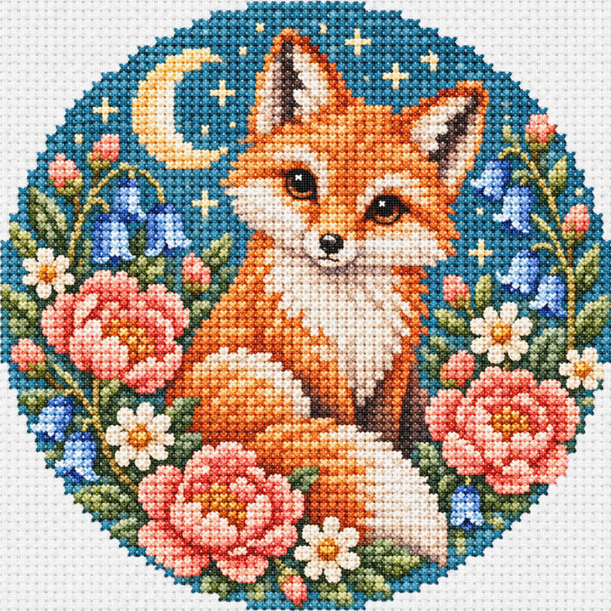 Floral Rabbit - Full Stamped Cross Stitch 20x20CM - Huacan