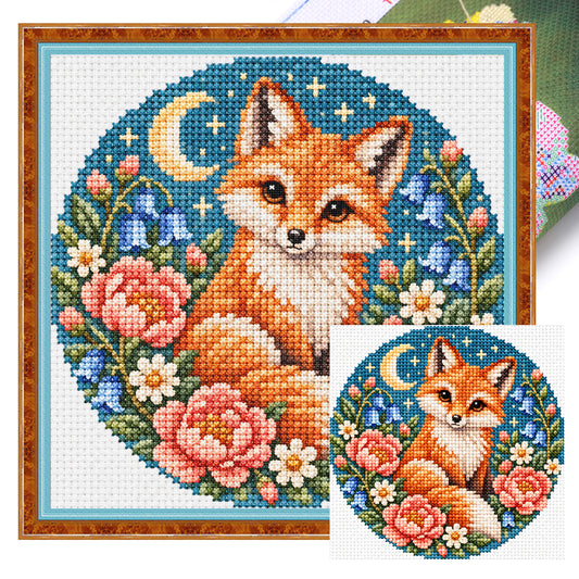 Blumen-Hase – Vollständig gestanzter Kreuzstich 20x20 cm – Huacan