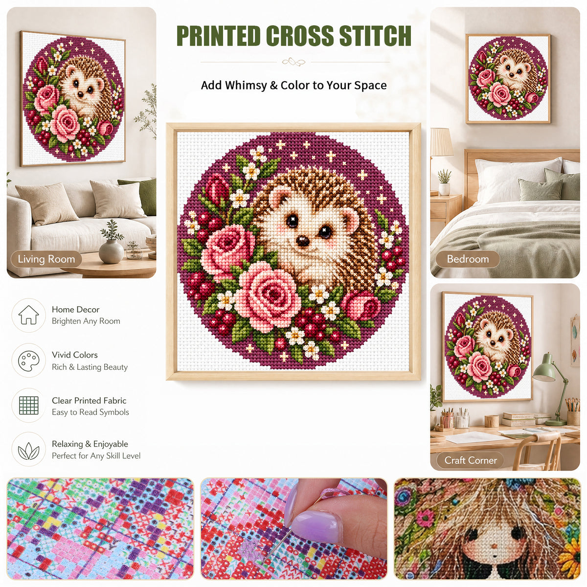 Moon Rose - Full Stamped Cross Stitch 20x20CM - Huacan