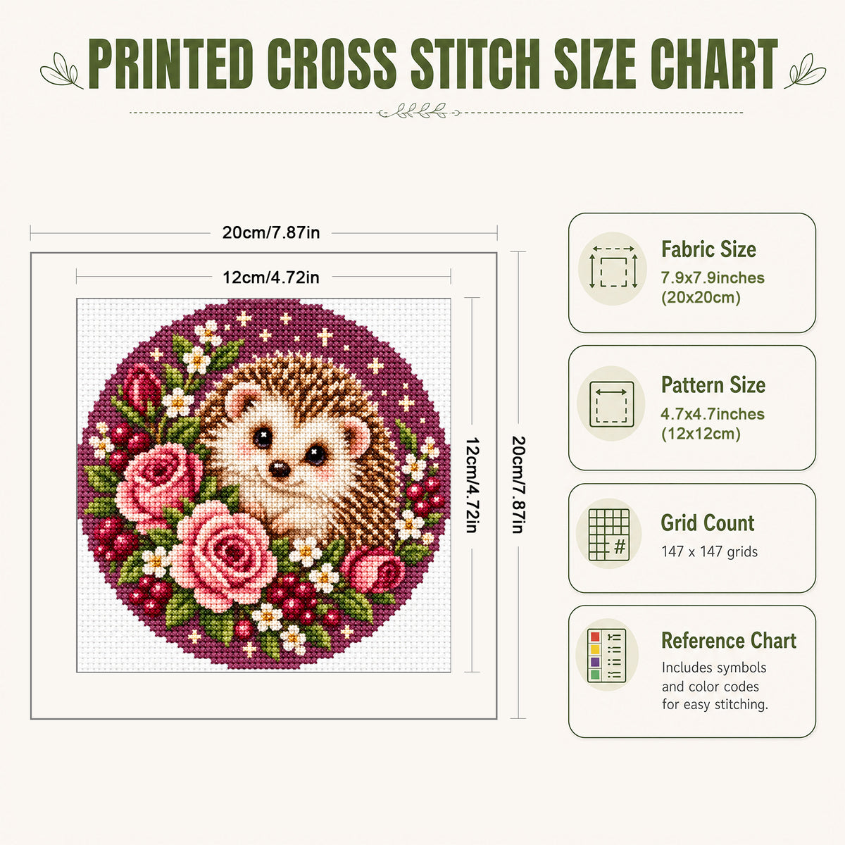 Moon Rose - Full Stamped Cross Stitch 20x20CM - Huacan