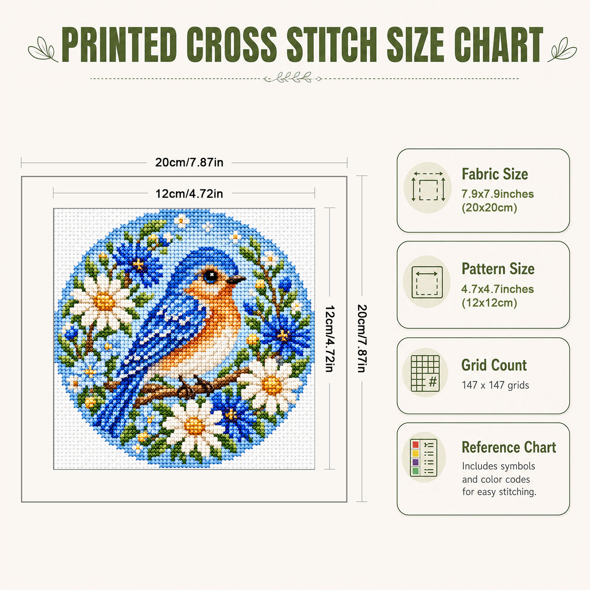 Hedgehog Daisy - Full Stamped Cross Stitch 20x20CM - Huacan