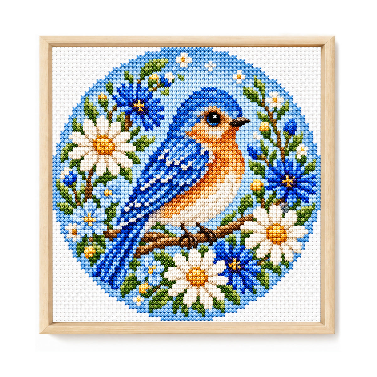 Hedgehog Daisy - Full Stamped Cross Stitch 20x20CM - Huacan