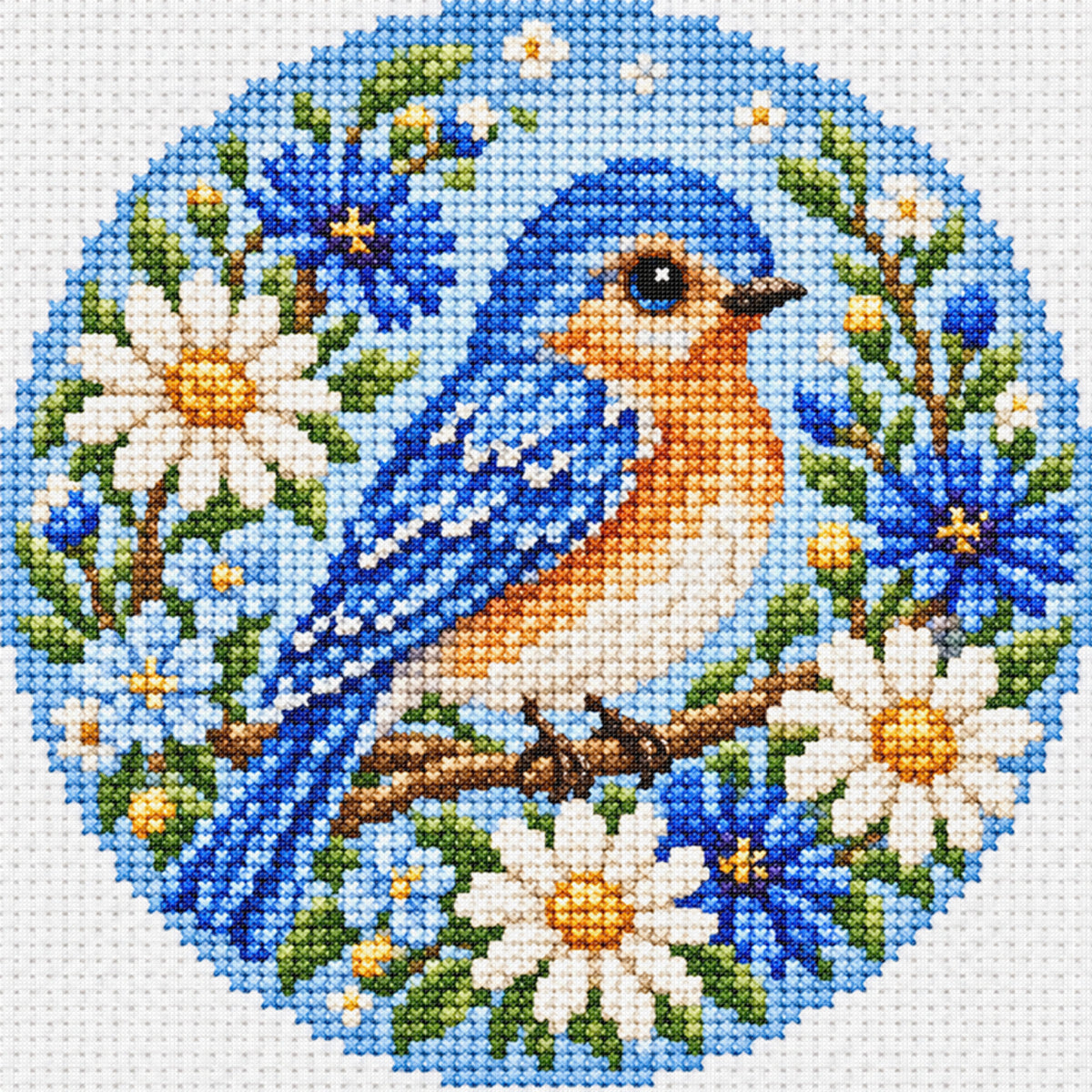 Hedgehog Daisy - Full Stamped Cross Stitch 20x20CM - Huacan