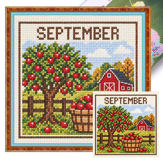 September Apfelernte – Vollständiges 14CT Stempel-Kreuzstich-Set 40x40CM – Huacan