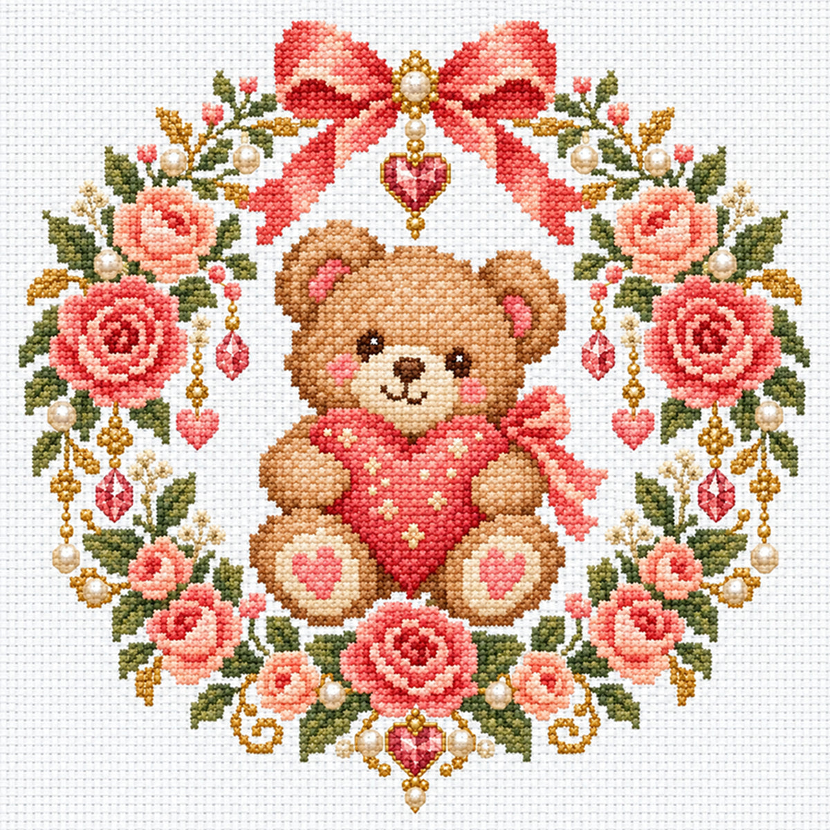 Süßer Bär – Vollständiges 14CT-Stempel-Kreuzstichset 30x30CM – Huacan