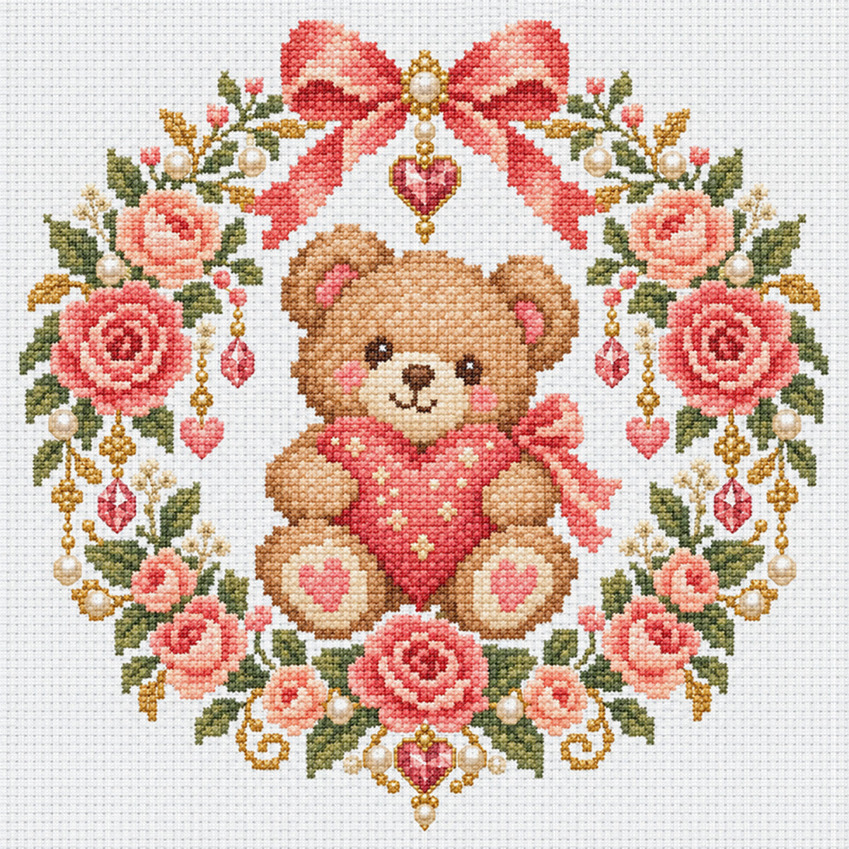 Süßer Bär – Vollständiges 14CT-Stempel-Kreuzstichset 30x30CM – Huacan
