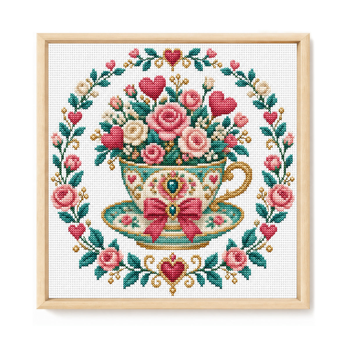 Tea Rose - Full 14CT Stamped Cross Stitch 30x30CM - Huacan