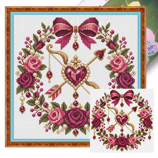 Amor-Pfeil – Vollständiges 14CT gestempeltes Kreuzstich-Set 30x30CM – Huacan