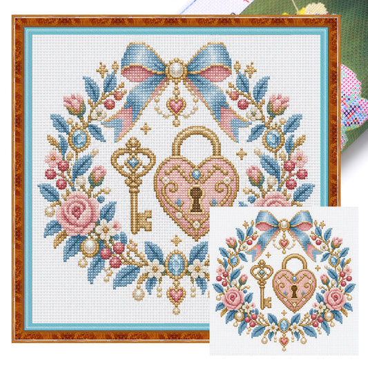 Herzschloss - Vollständiges 14CT gestempeltes Kreuzstich-Set 30x30CM - Huacan