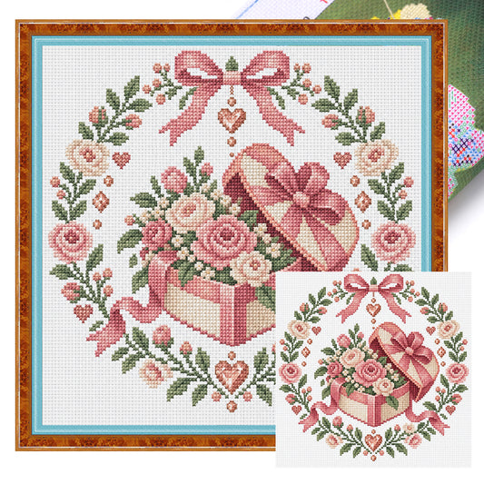 Geschenk-Blüten – Vollständiges 14CT-Stempel-Kreuzstichset 30x30CM – Huacan