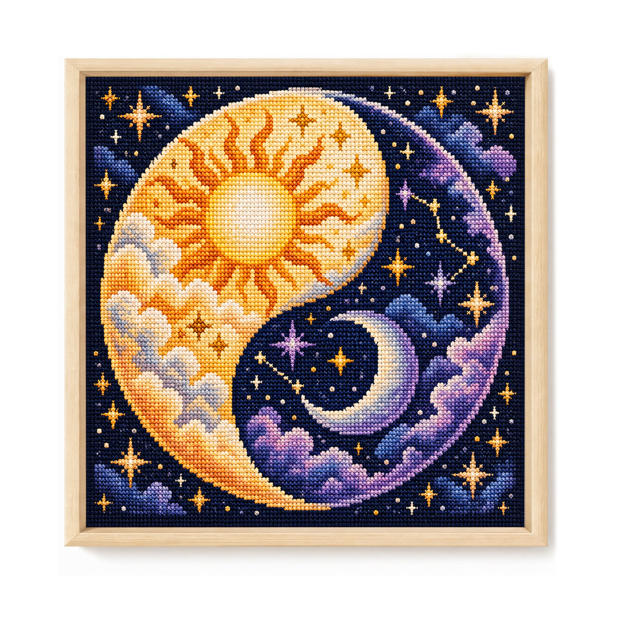Sun Moon - Full 11CT Stamped Cross Stitch 45x45CM - Yishu