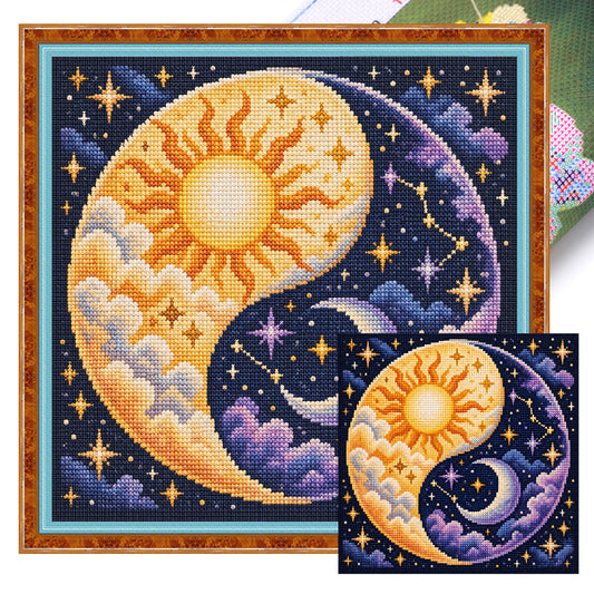 Sonne Mond - Vollständiges 11CT Stempel-Kreuzstich-Set 45x45CM - Yishu