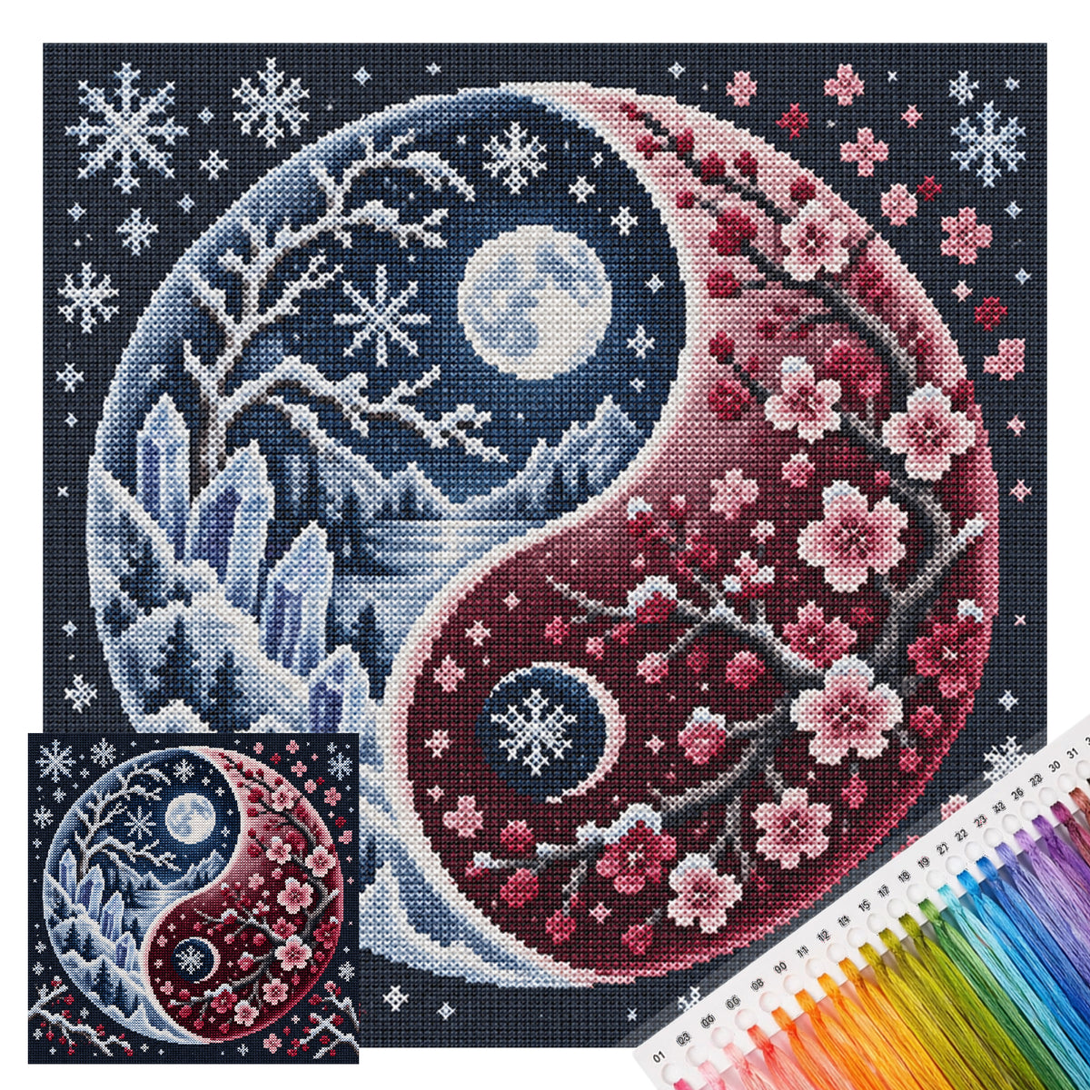 Snow Plum - Full 11CT Stamped Cross Stitch 45x45CM - Yishu