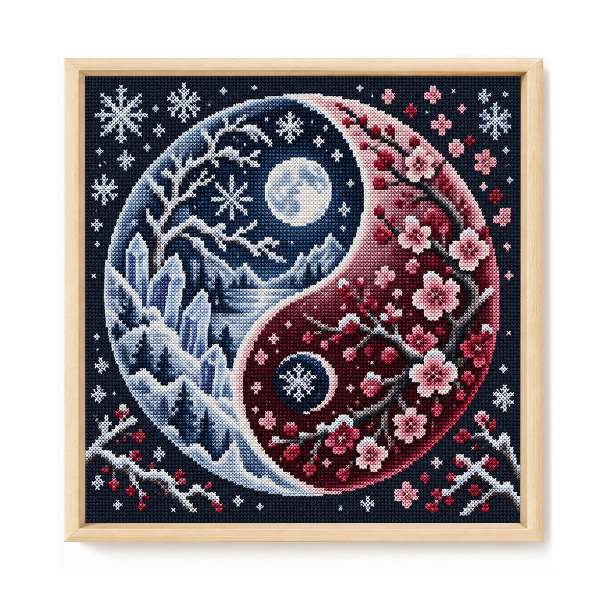 Snow Plum - Full 11CT Stamped Cross Stitch 45x45CM - Yishu