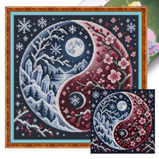 Schneepflaume – Vollständiges 11CT-Stempel-Kreuzstichset 45x45 cm – Yishu