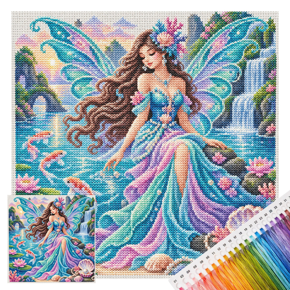 Feen-See - Vollständiges 11CT Stempel-Kreuzstichset 45x45CM - Yishu