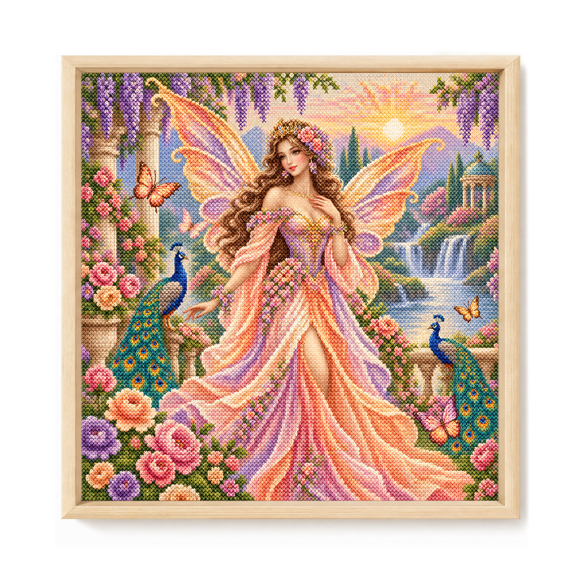 Garden Fairy - Full 11CT Stamped Cross Stitch 45x45CM - Yishu