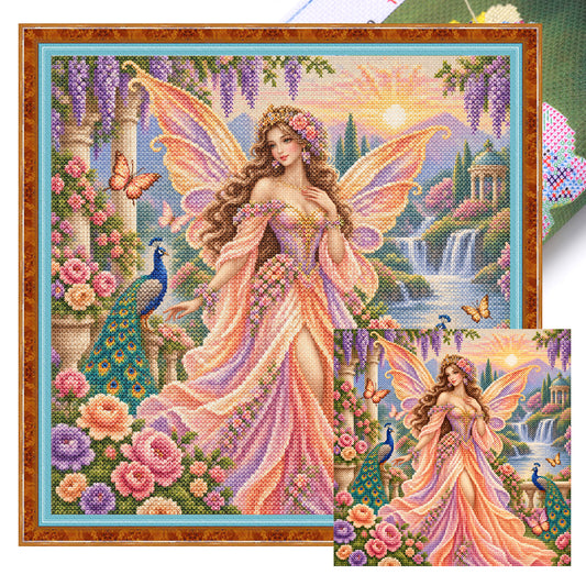 Gartenfee - Vollständiges 11CT gestempeltes Kreuzstich-Set 45x45CM - Yishu
