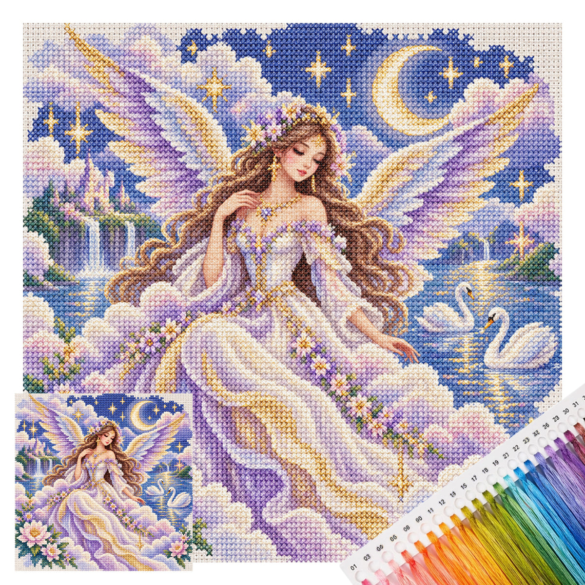 Star Angel - Full 11CT Stamped Cross Stitch 45x45CM - Yishu
