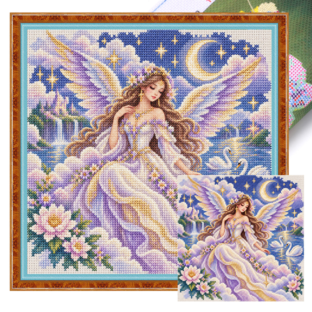 Star Angel - Full 11CT Stamped Cross Stitch 45x45CM - Yishu