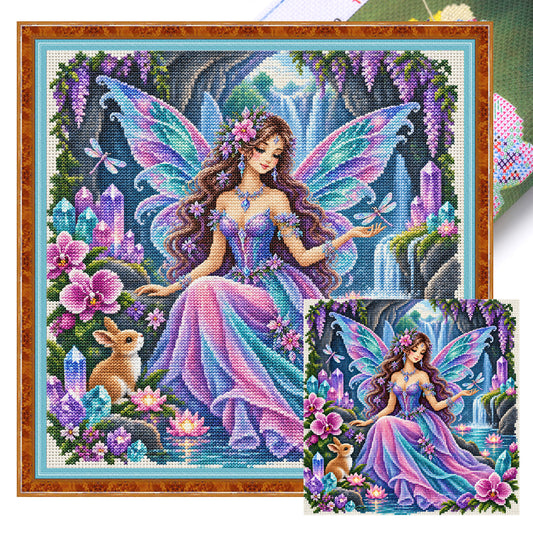 Kristallfee - Vollständiges 11CT gestempeltes Kreuzstich-Set 45x45CM - Yishu