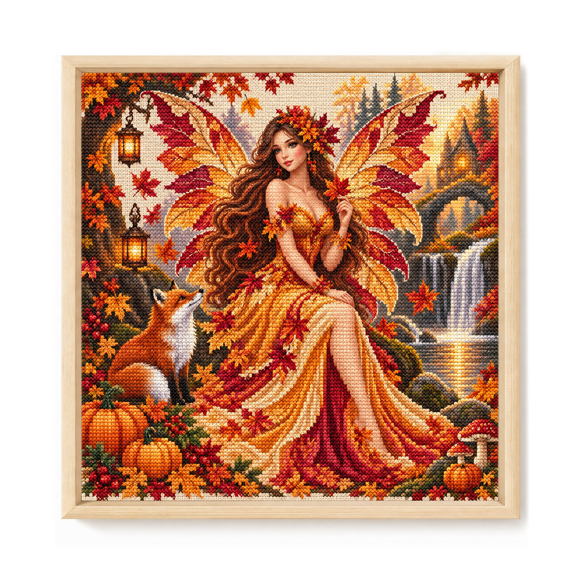 Autumn Fairy - Full 11CT Stamped Cross Stitch 45x45CM - Yishu