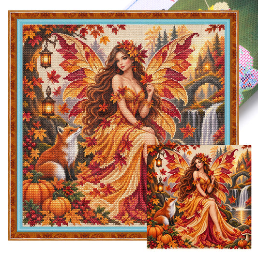Herbstfee – Vollständiges 11CT gestempeltes Kreuzstich-Set 45x45cm – Yishu