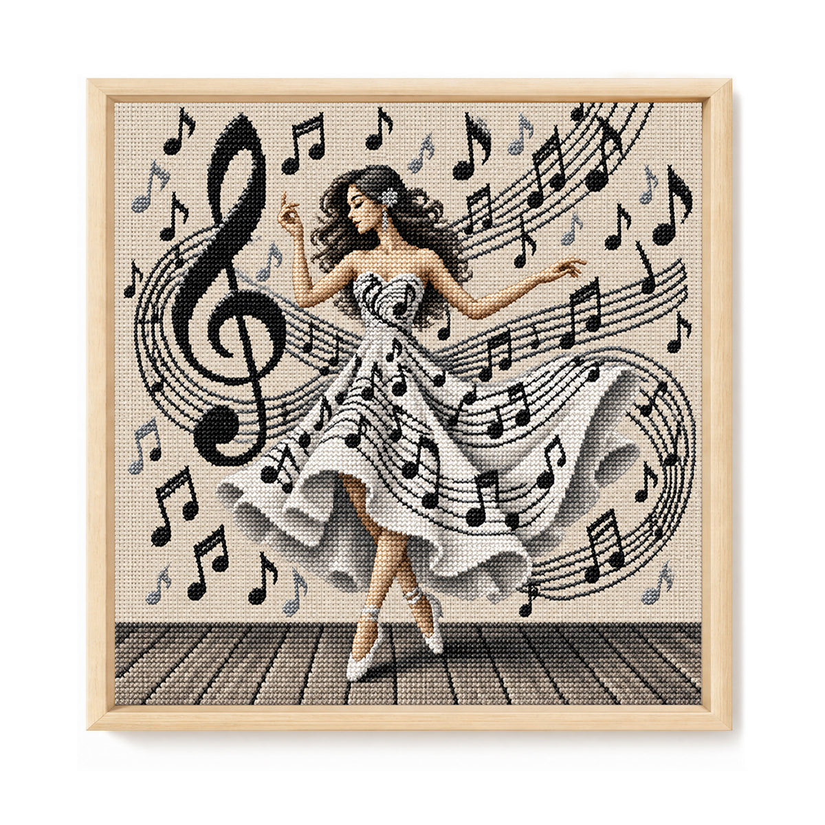 Music Dancer - Full 11CT Stamped Cross Stitch 45x45CM - Yishu