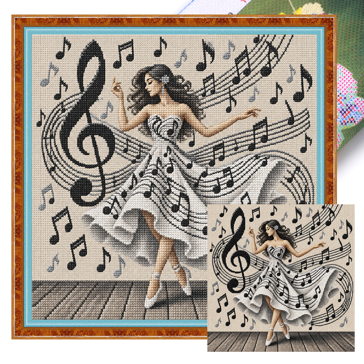 Music Dancer - Full 11CT Stamped Cross Stitch 45x45CM - Yishu