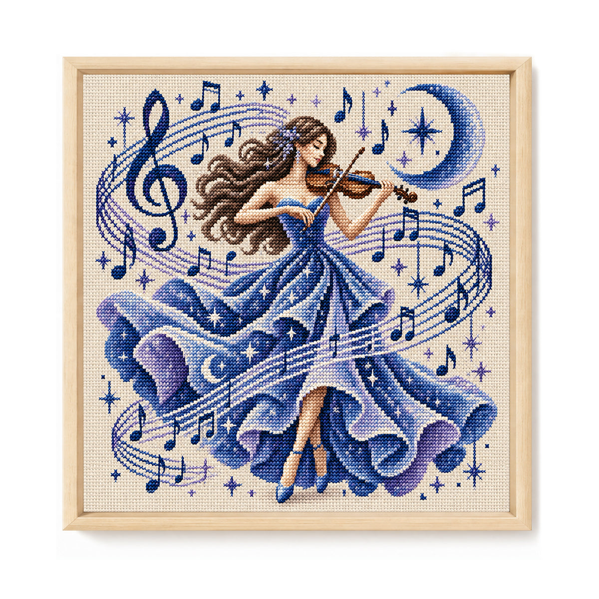 Mondvioline - Vollständiges 11CT Stempel-Kreuzstichset 45x45CM - Yishu